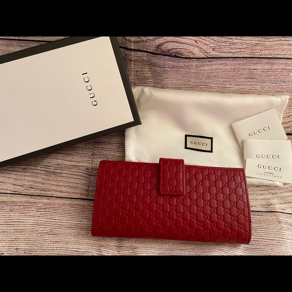 NIB Gucci red leather wallet guccisima - Picture 2 of 10